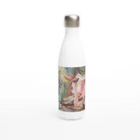 17oz White Stainless Steel Bottle with 'All Seasons' Abstract Artwork by American Artist Barbara Cleary