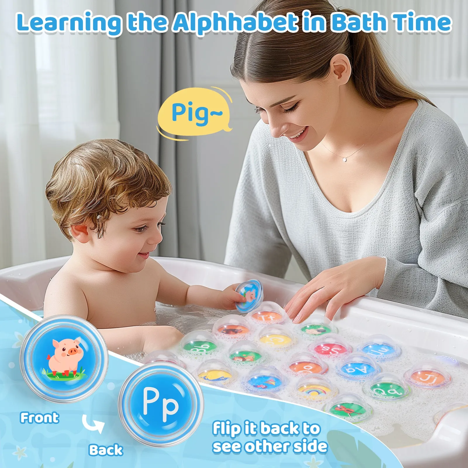 26pcs Letters Alphabet Learning Bath Toys