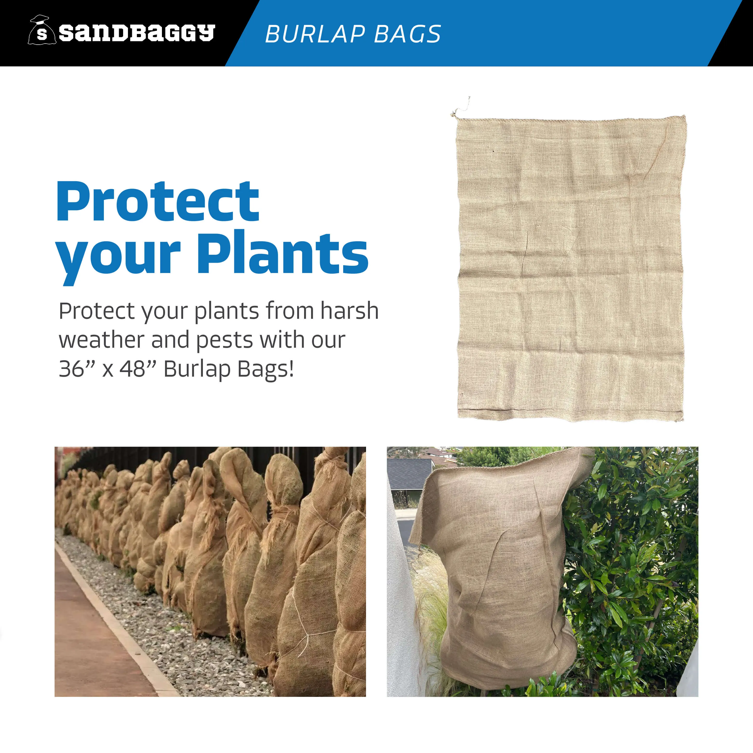 36" x 48" Extra Large Burlap Bags (200 Lb Capacity) - Food Grade