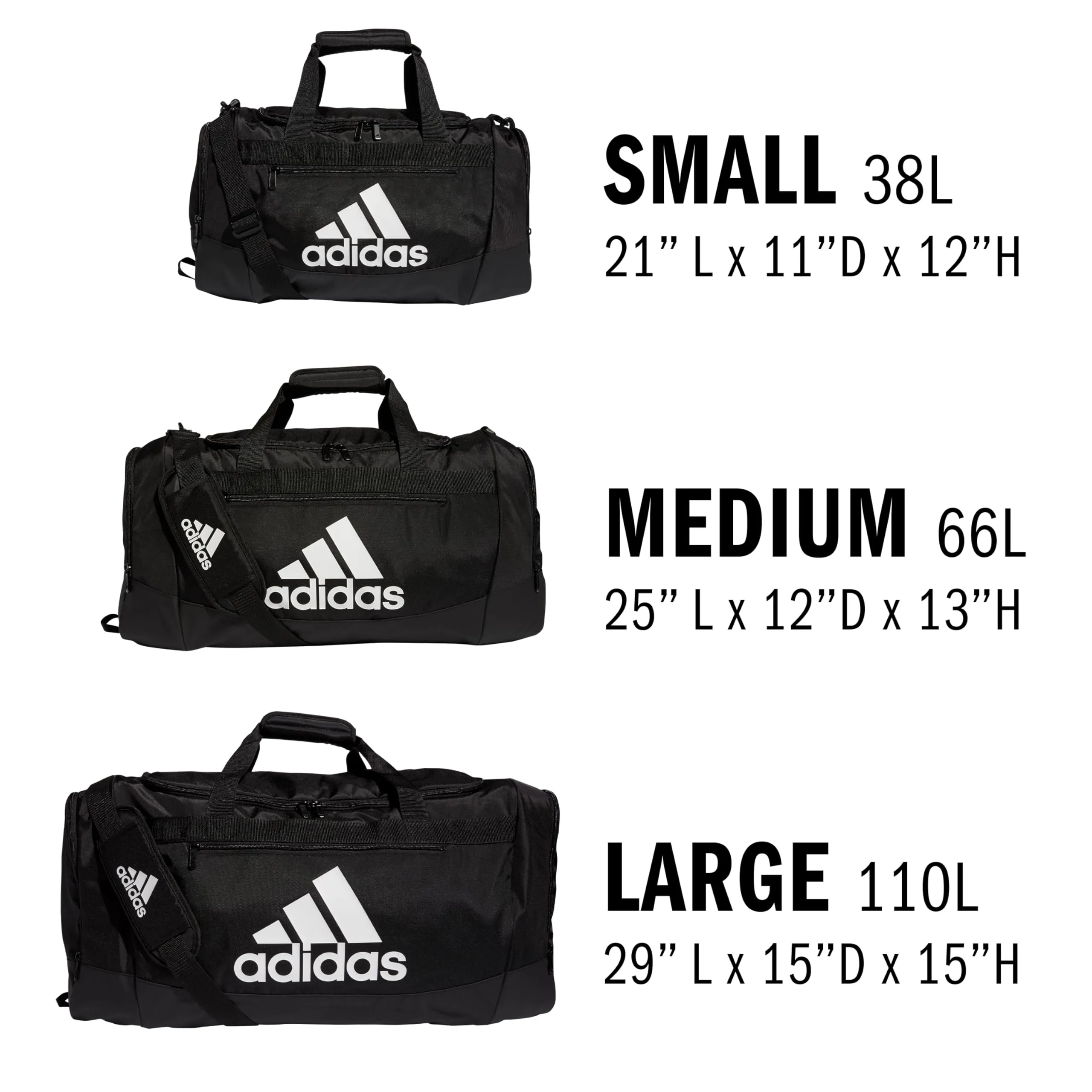 adidas Unisex Adult Defender 4.0 Duffel, Durable Athletic Sports Gym Travel Bag for Men and Women, Black/Silver Metallic, Medium (66L)