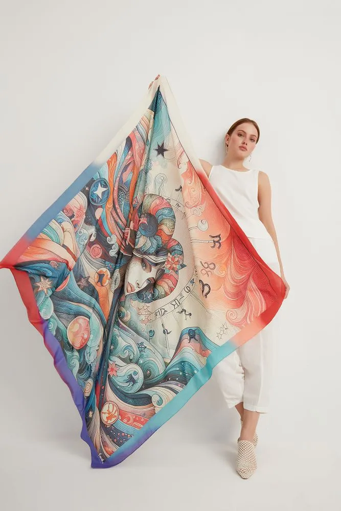 ARIES Cotton Voile Large Shawl 54" x 54" MYTHOLOGY Collection