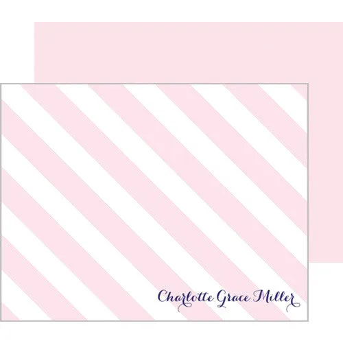 Baby Pink Stripe Flat Notecards
