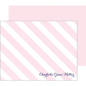 Baby Pink Stripe Flat Notecards