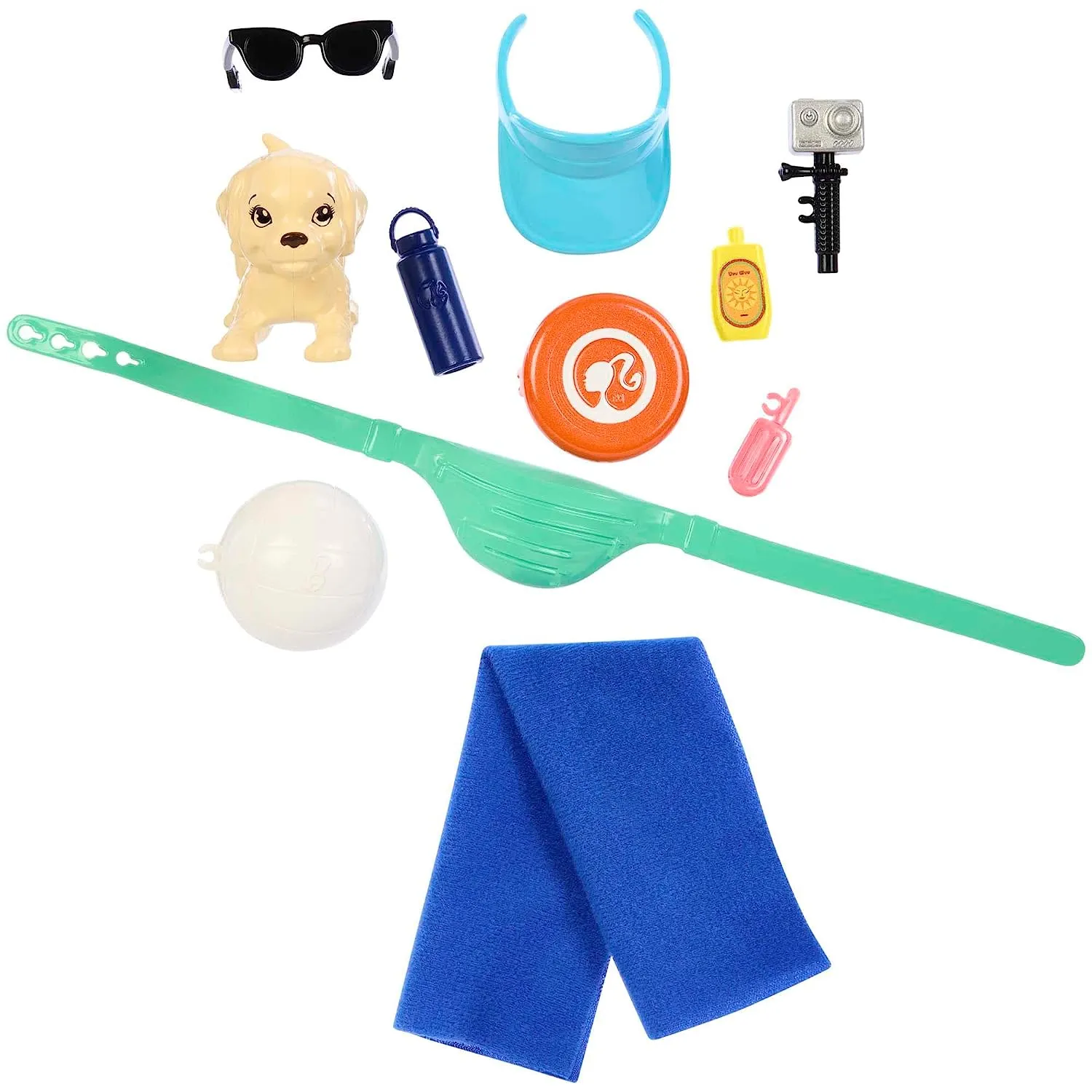 Barbie Poseable Blonde Ken Beach Doll with Surfboard and Pet Puppy & Themed Accessories