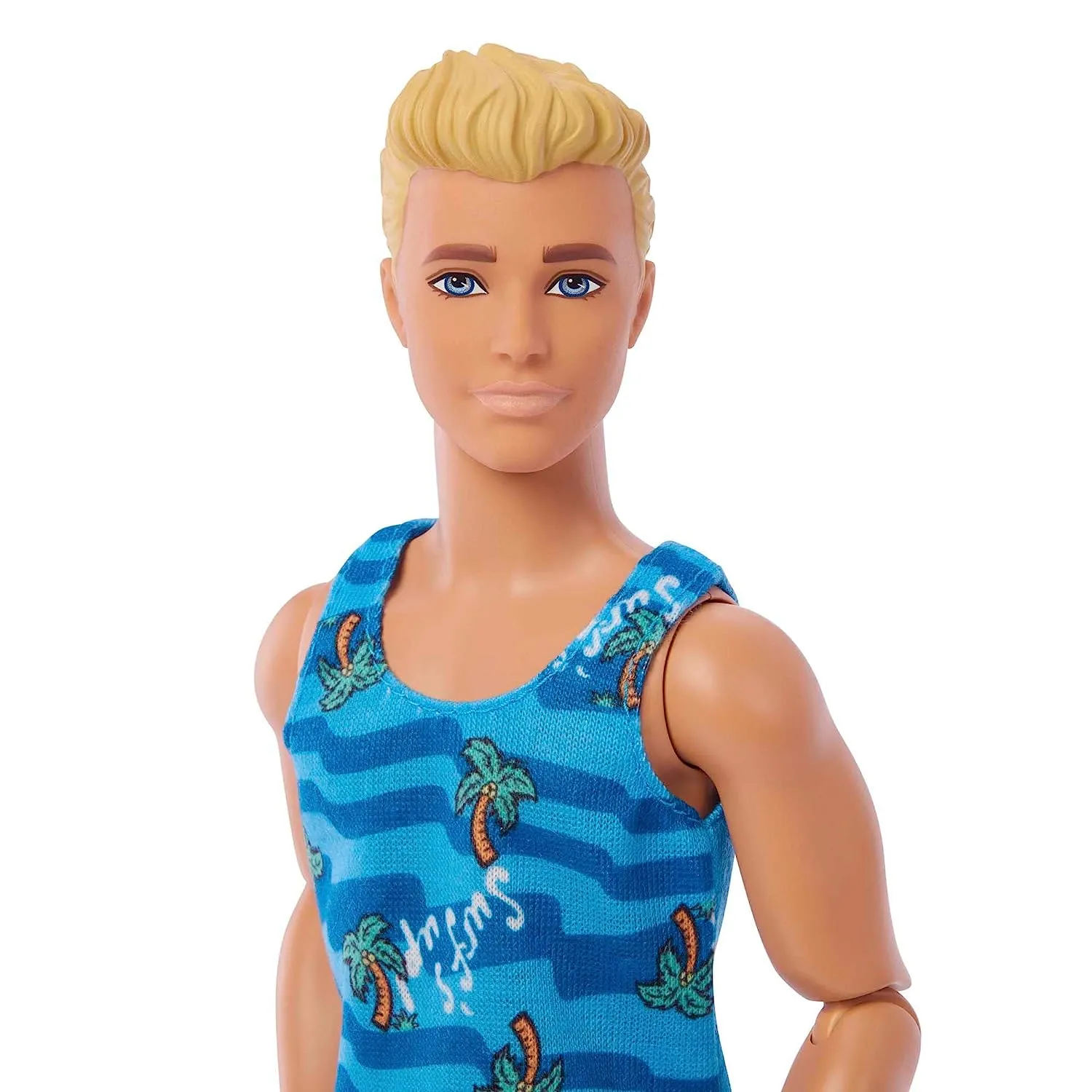Barbie Poseable Blonde Ken Beach Doll with Surfboard and Pet Puppy & Themed Accessories