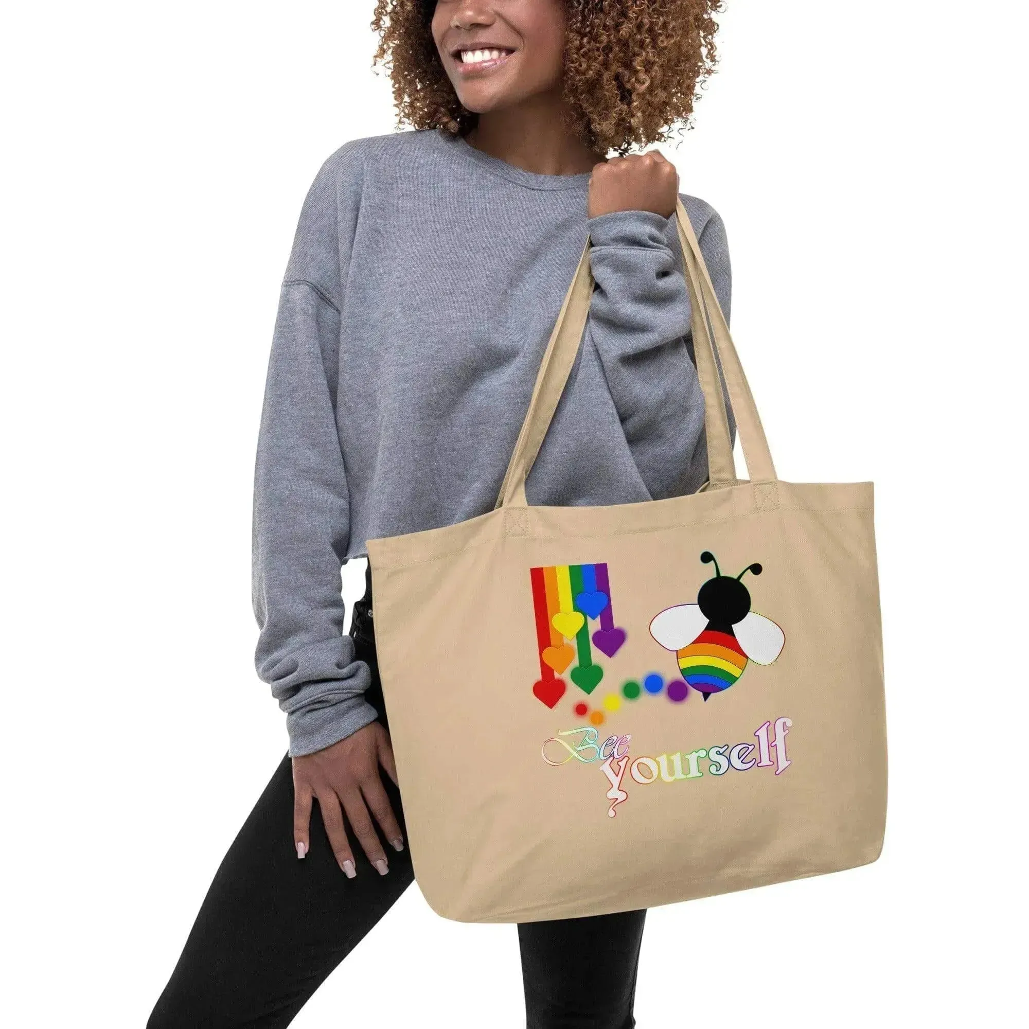Bee Yourself Be Pridge LGBT Large organic tote bag