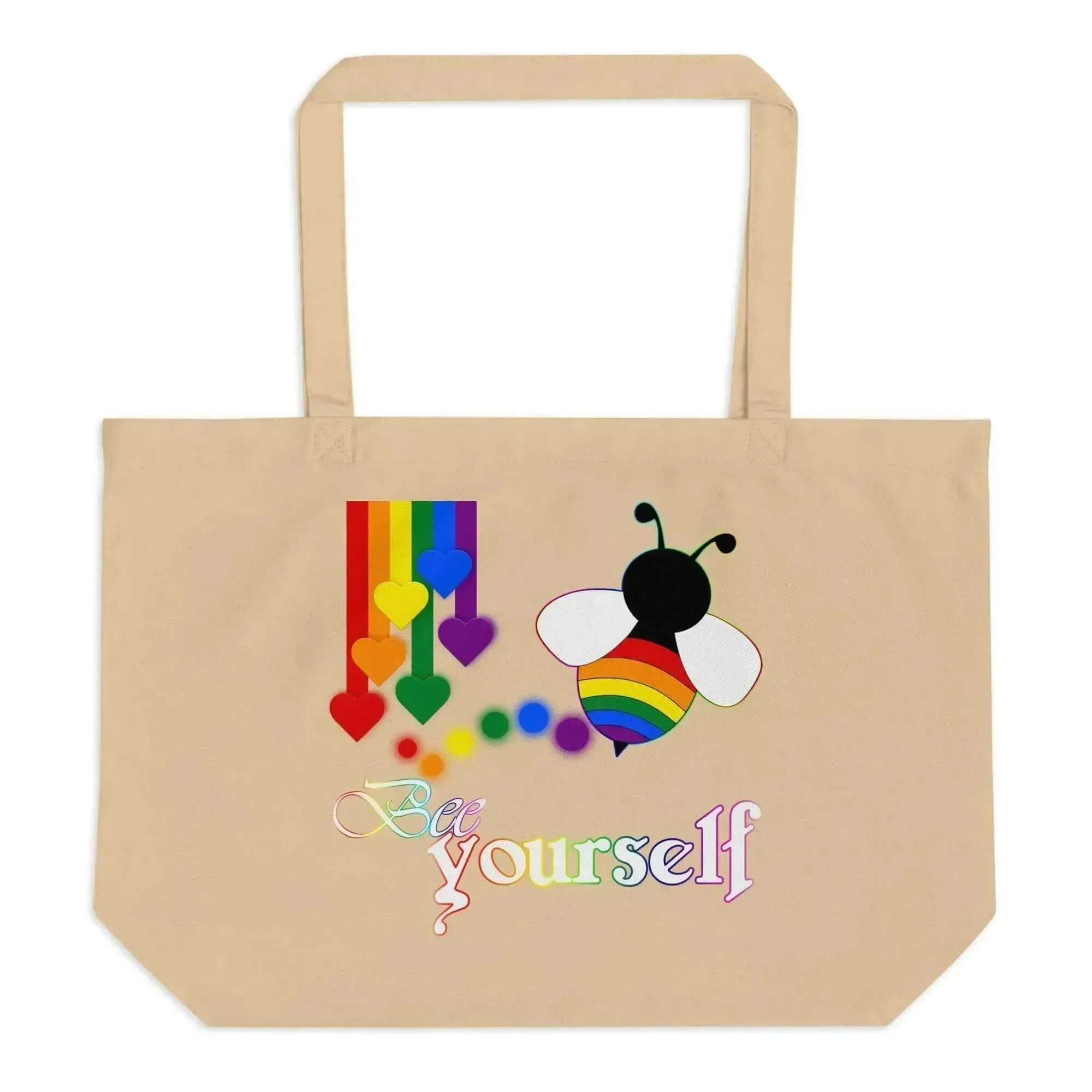 Bee Yourself Be Pridge LGBT Large organic tote bag