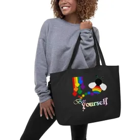Bee Yourself Be Pridge LGBT Large organic tote bag