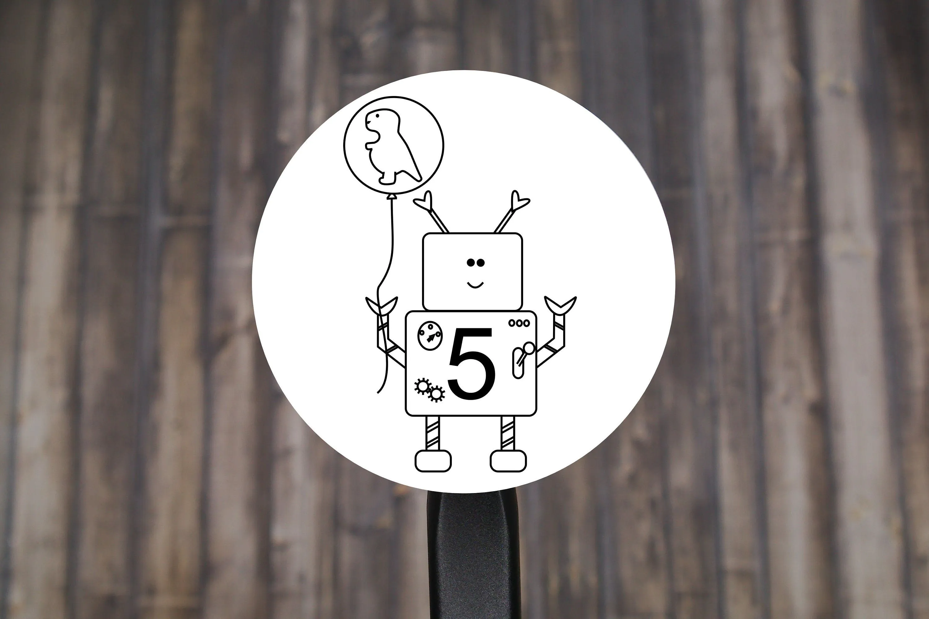 Birthday Robot with Age Round Stickers, Envelope Seals, Gift Wrap Stickers,  2" Circle Stickers