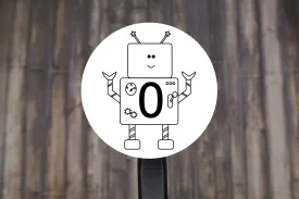 Birthday Robot with Age Round Stickers, Envelope Seals, Gift Wrap Stickers,  2" Circle Stickers
