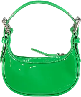 BY FAR Green Mini Soho Patent Leather Shoulder Bag