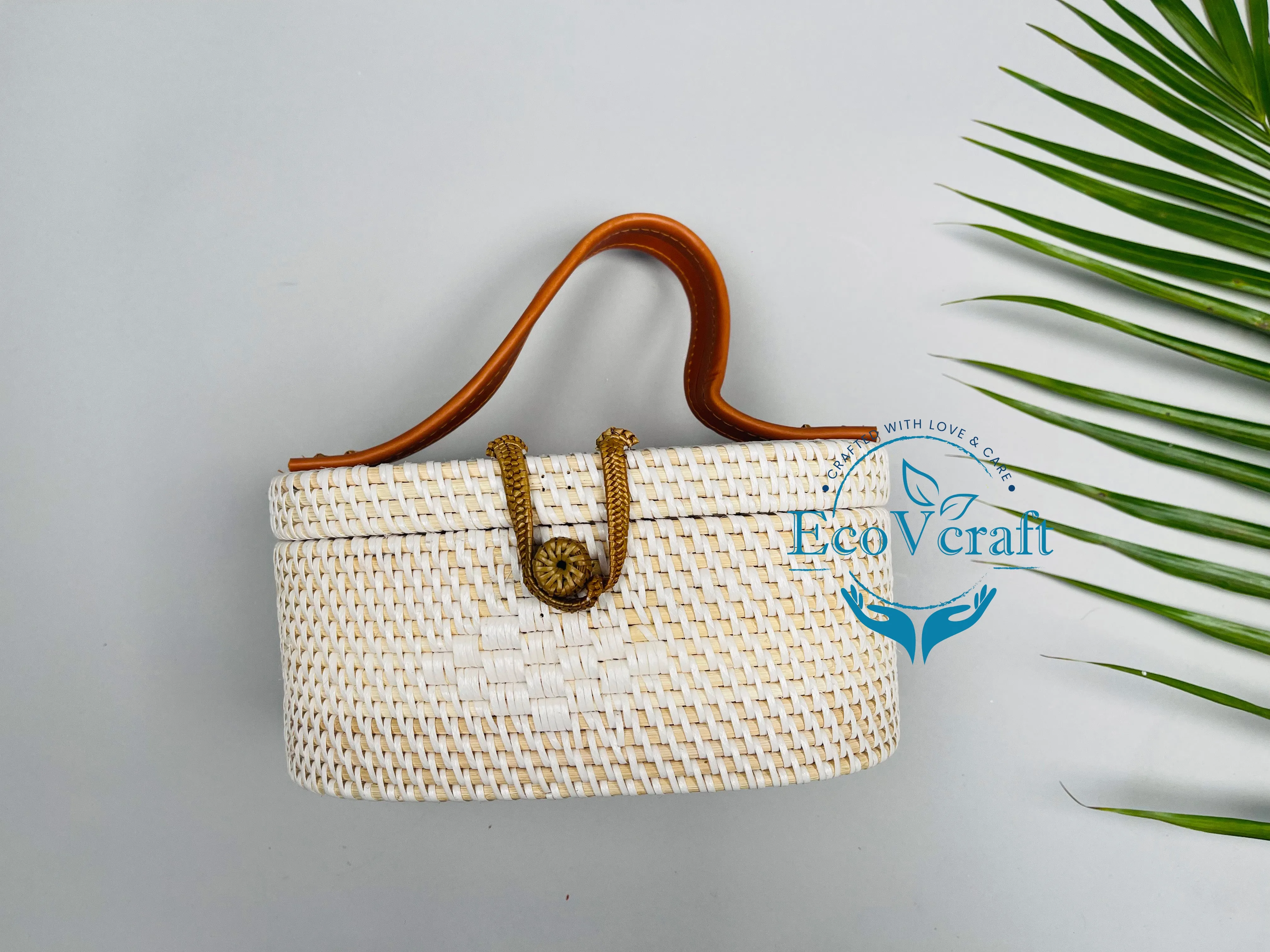 Checks with Loop White Handbag