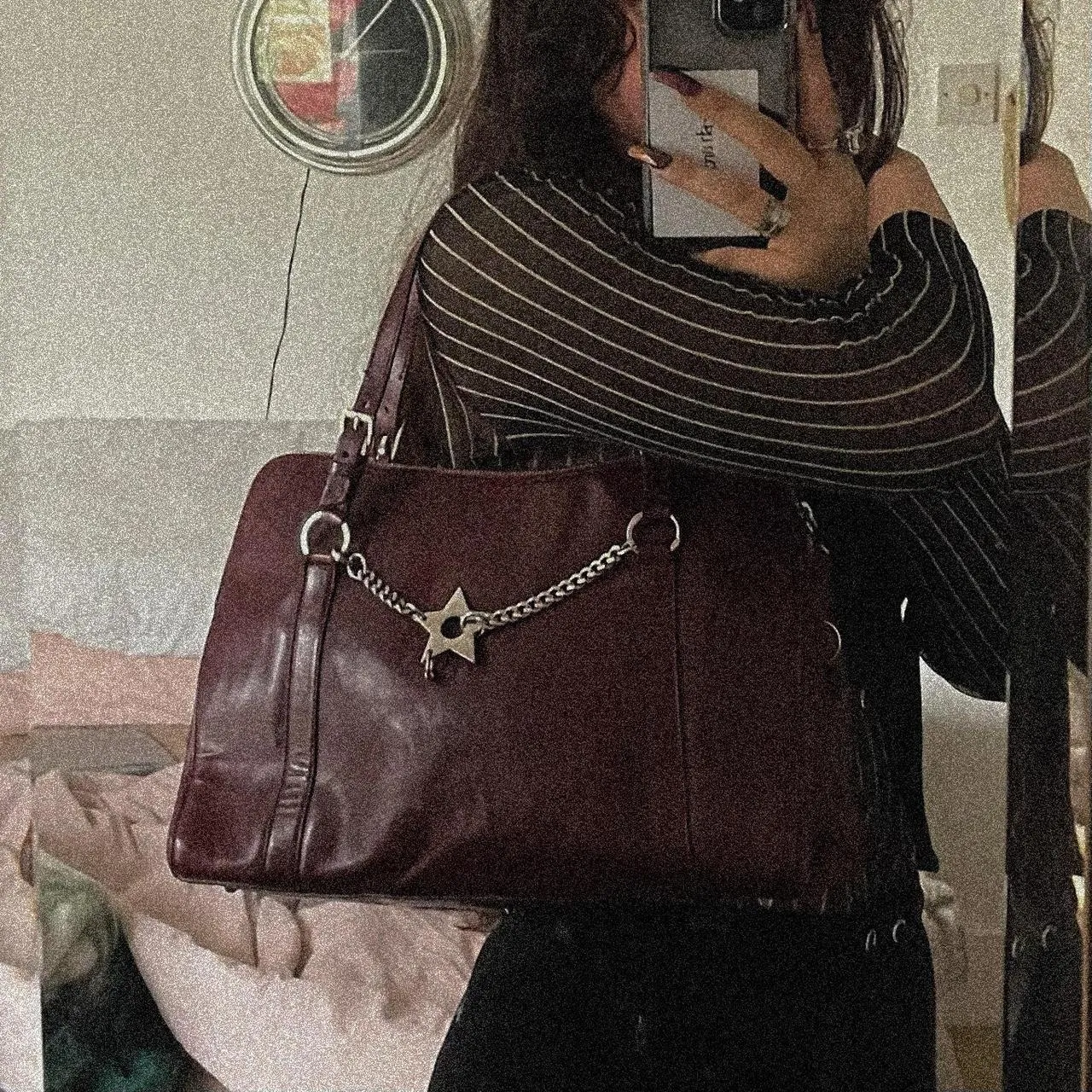 Christian Dior red wine hardcore leather shoulder bag