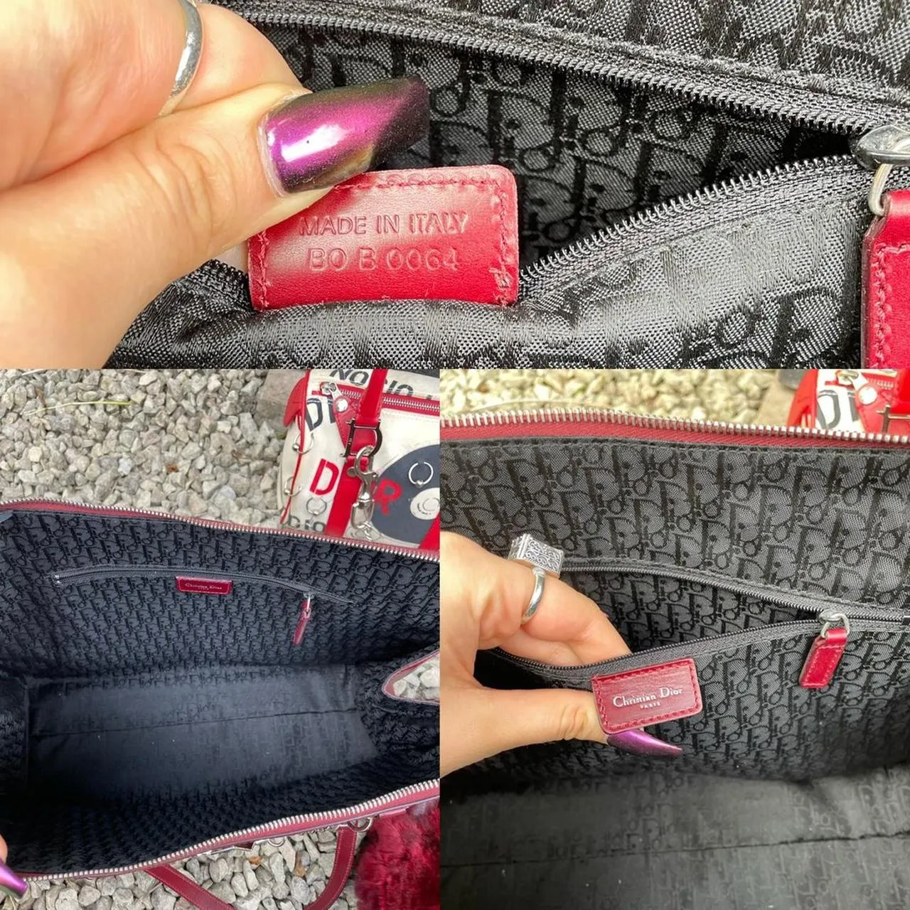 Christian Dior red wine hardcore leather shoulder bag