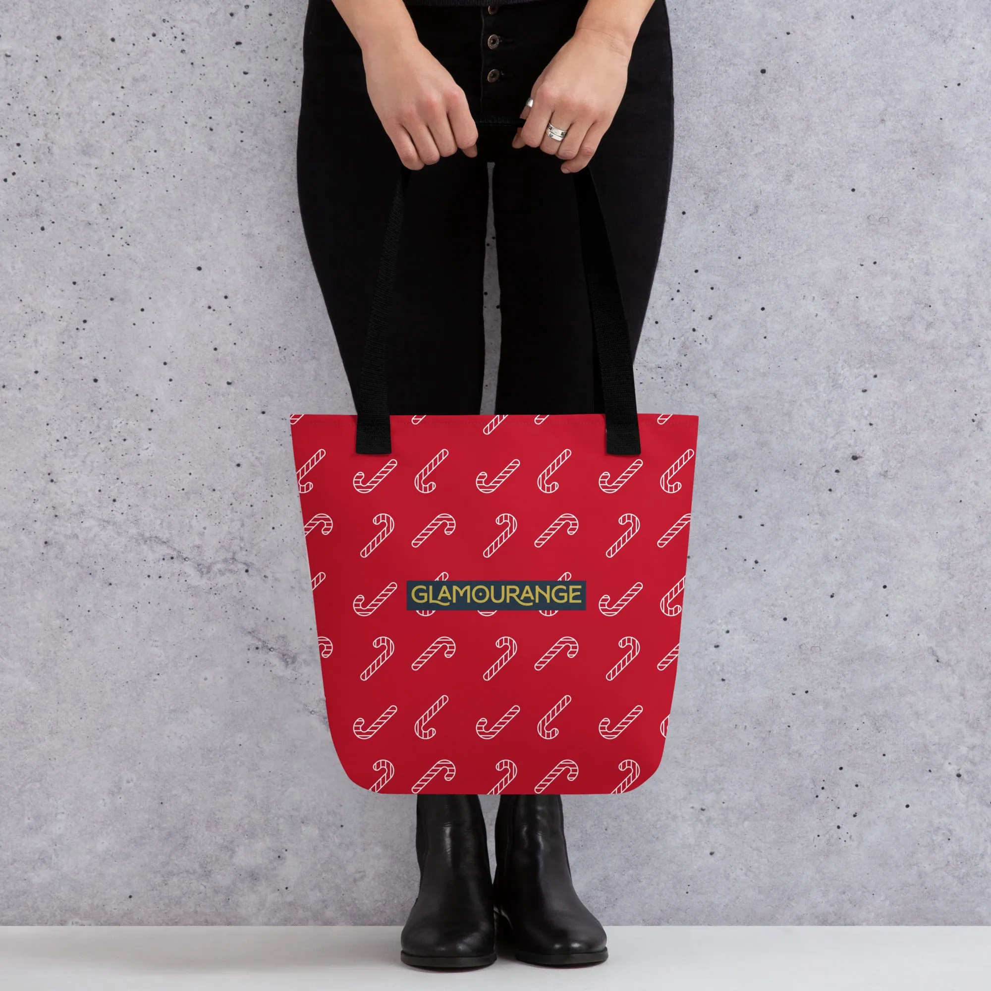 Christmas Tote Bag - Candy Cane (Glamourange Festive Pattern Christmas Tote Bags)