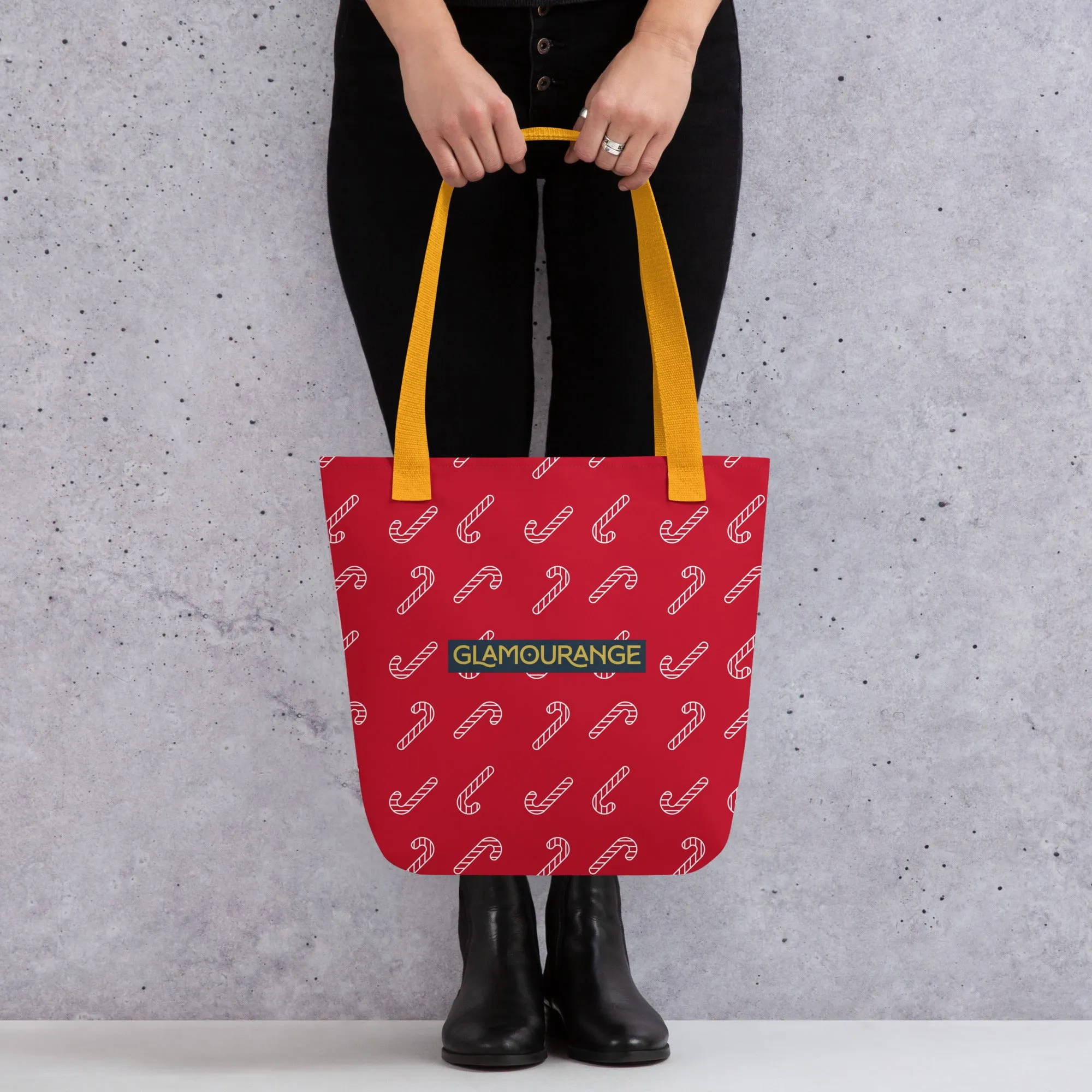 Christmas Tote Bag - Candy Cane (Glamourange Festive Pattern Christmas Tote Bags)