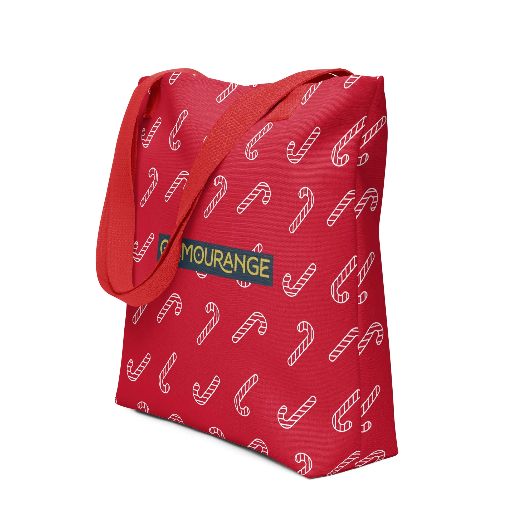 Christmas Tote Bag - Candy Cane (Glamourange Festive Pattern Christmas Tote Bags)