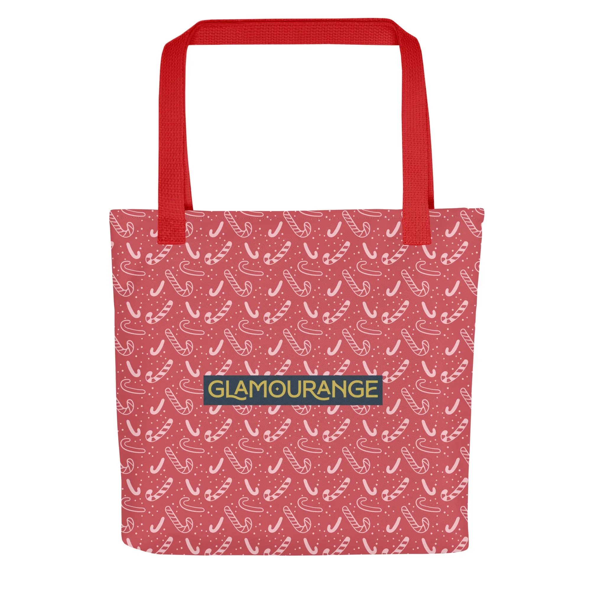 Christmas Tote Bag - Candy Canes Patterns (Glamourange Festive Pattern Christmas Tote Bags)