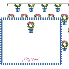 Circle Topiary Tree Personalized Flat Notecards