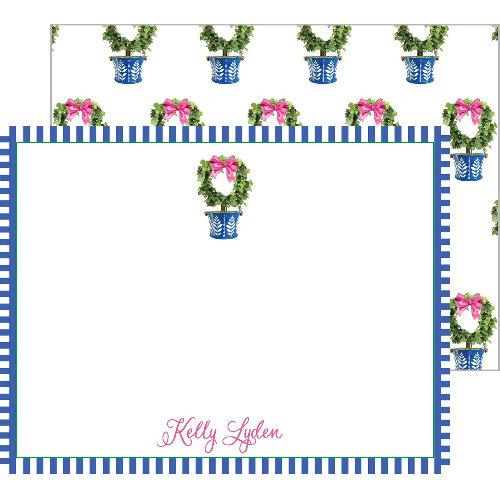 Circle Topiary Tree Personalized Flat Notecards
