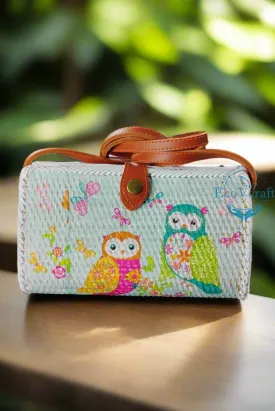 Classic Owl White Triangular Crossbody Sling Bag