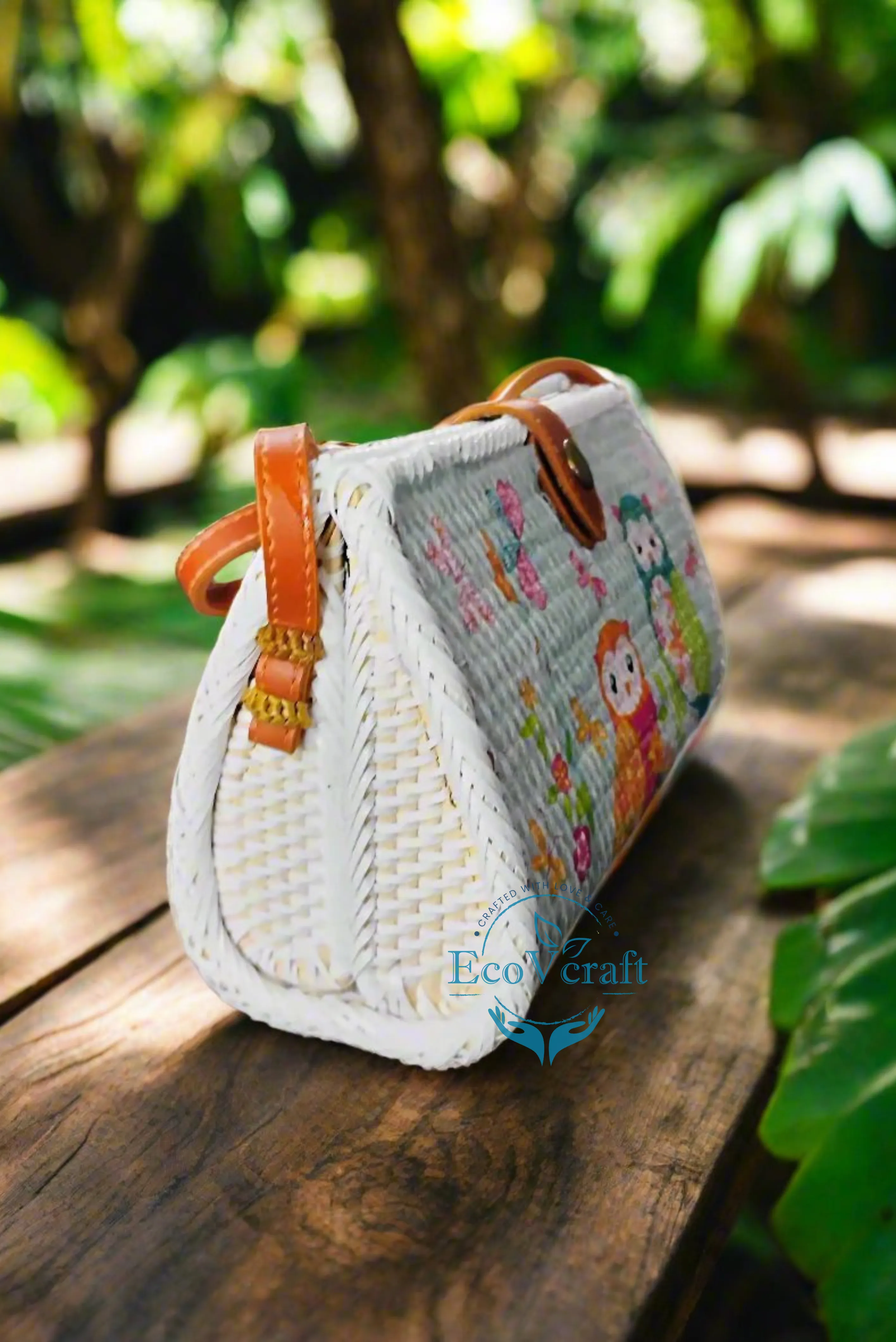 Classic Owl White Triangular Crossbody Sling Bag