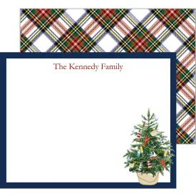 Coastal Christmas Tree in a Nantucket Basket Personalized Flat Notecard