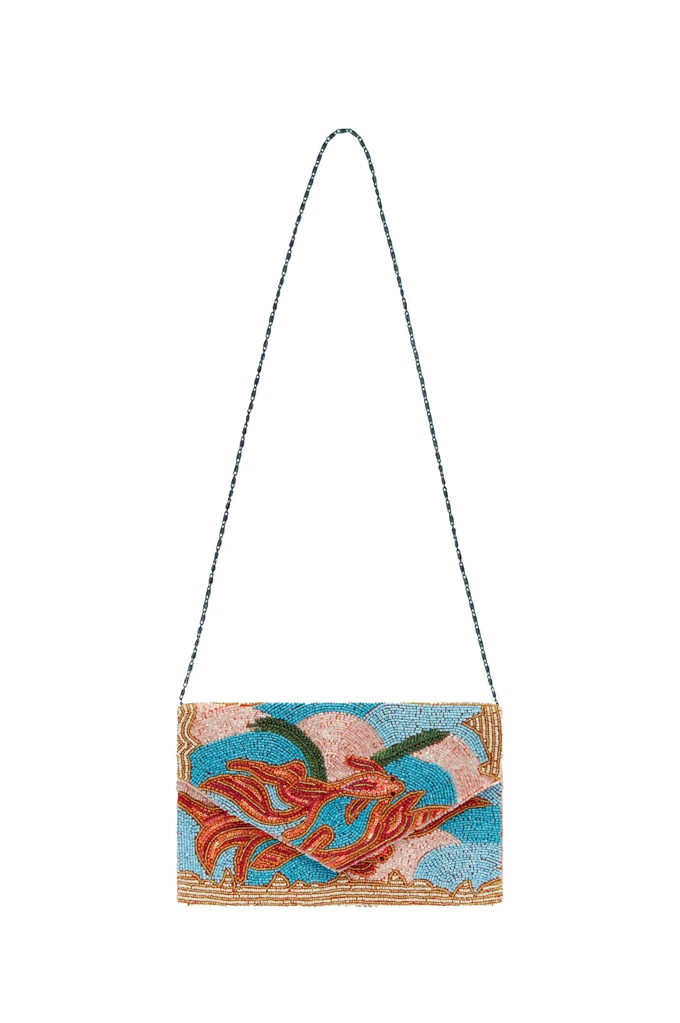 Cora Sequinned Clutch Bag Turquoise