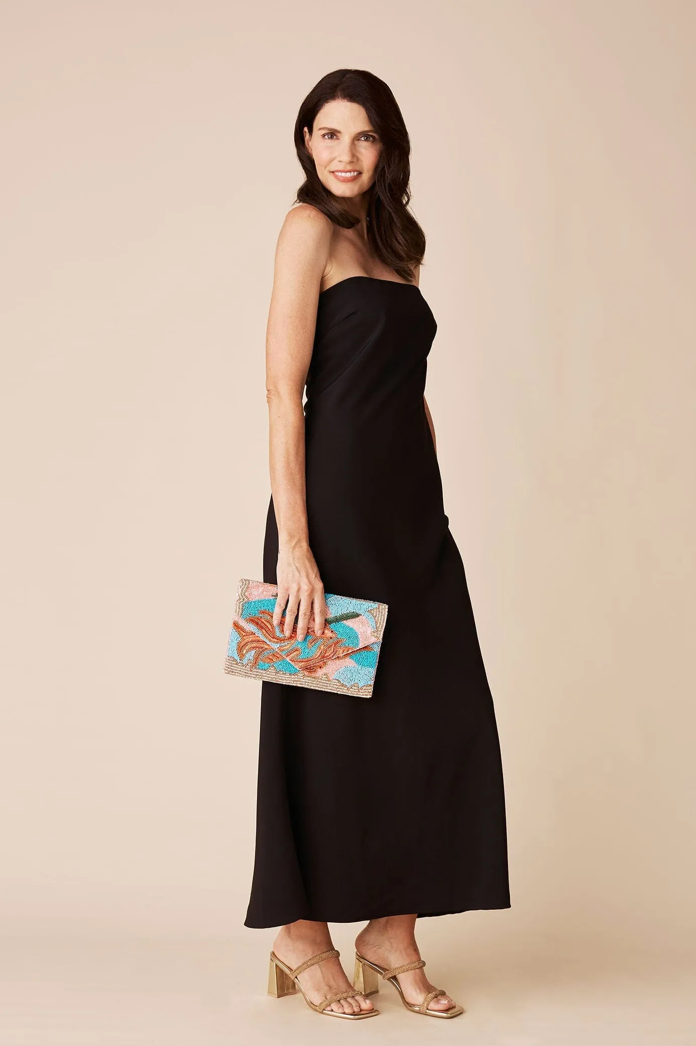 Cora Sequinned Clutch Bag Turquoise