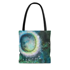 Crystal Moon TOTE BAG Green Abstract Print Artsy Style