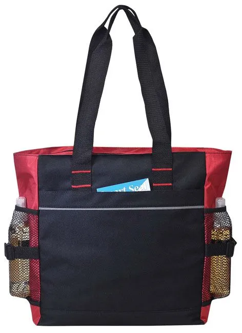 Custom Poly Zippered Tote Bag With Dual Side Mech Pocket