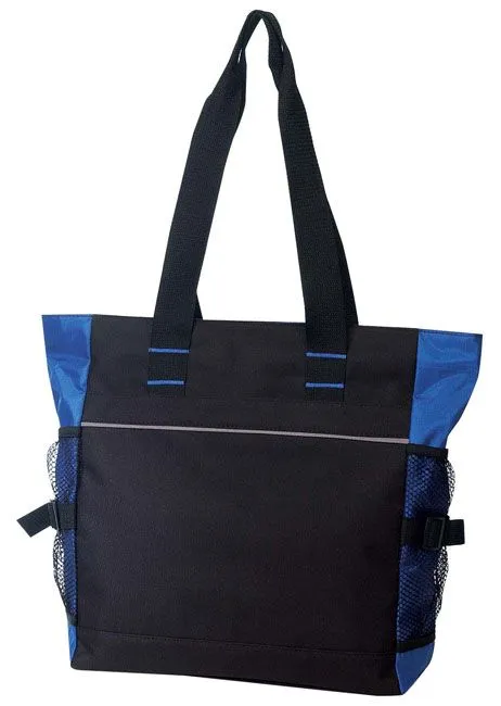 Custom Poly Zippered Tote Bag With Dual Side Mech Pocket
