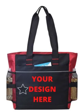 Custom Poly Zippered Tote Bag With Dual Side Mech Pocket