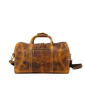 Dazzlo Weekender Top Grain Leather Duffel Bag 30L - Antique Brown/Dark Walnut - 20"