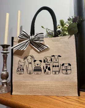 Dogs Burlap Tote Bag