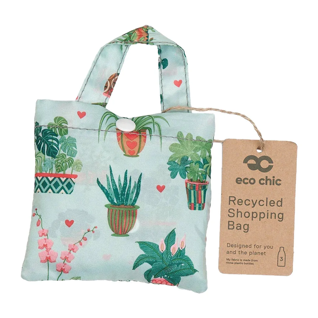 Eco Chic Lightweight Foldable Reusable Mint House Plant Shopping Bag