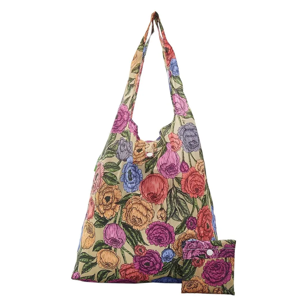 Eco Chic Lightweight Foldable Reusable Shopping Bag Peonies