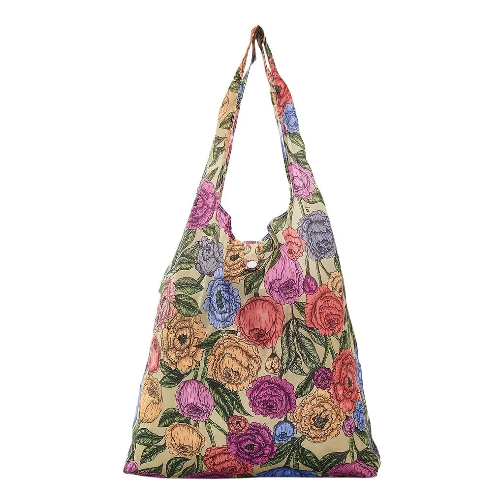 Eco Chic Lightweight Foldable Reusable Shopping Bag Peonies