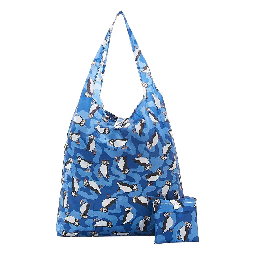 Eco Chic Lightweight Foldable Reusable Shopping Bag Puffin Blue