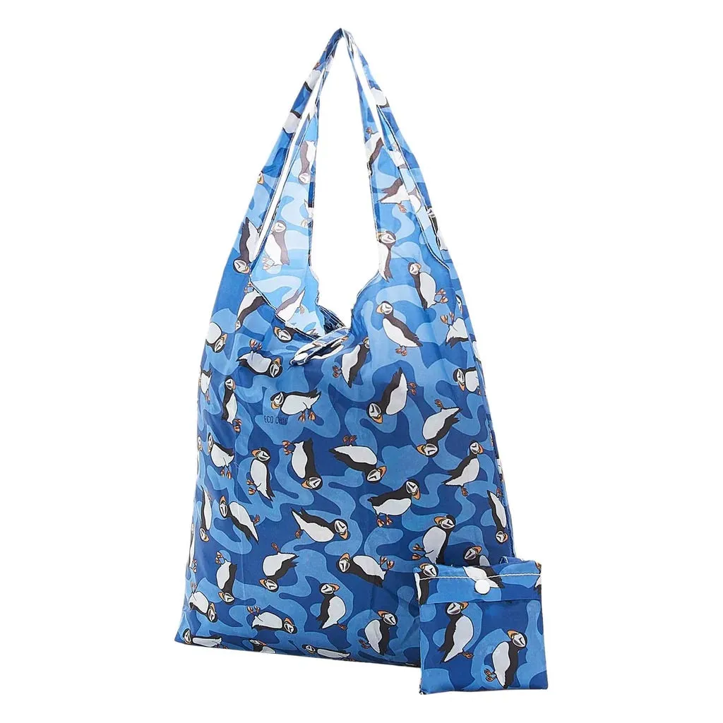 Eco Chic Lightweight Foldable Reusable Shopping Bag Puffin Blue
