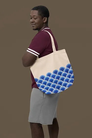 Eco-Friendly Tote Bag for Women with Zip for College & Office - Waves