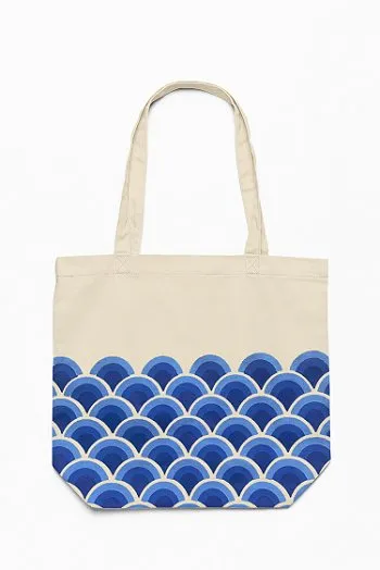 Eco-Friendly Tote Bag for Women with Zip for College & Office - Waves
