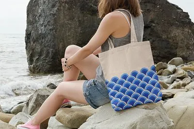 Eco-Friendly Tote Bag for Women with Zip for College & Office - Waves