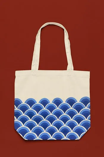Eco-Friendly Tote Bag for Women with Zip for College & Office - Waves