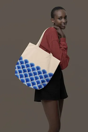 Eco-Friendly Tote Bag for Women with Zip for College & Office - Waves