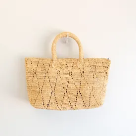 Elena Handbags Hand Woven Fashion Raffia Top Handle Beach Bag