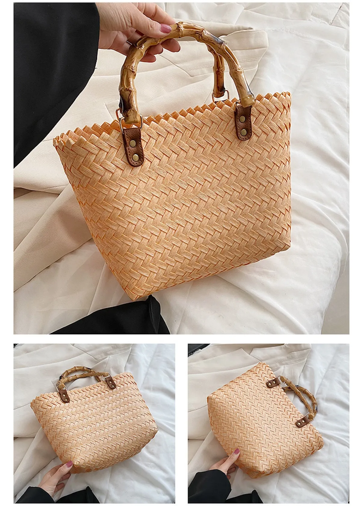Elena Handbags Handmade Summer Beach Basket Tote