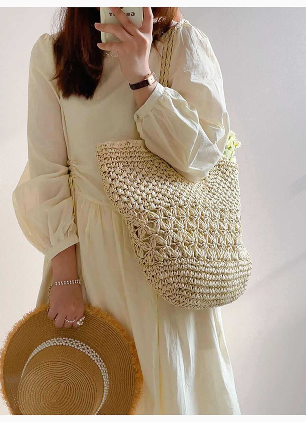 Elena Handbags Large Straw Woven Fashion Tote Bag