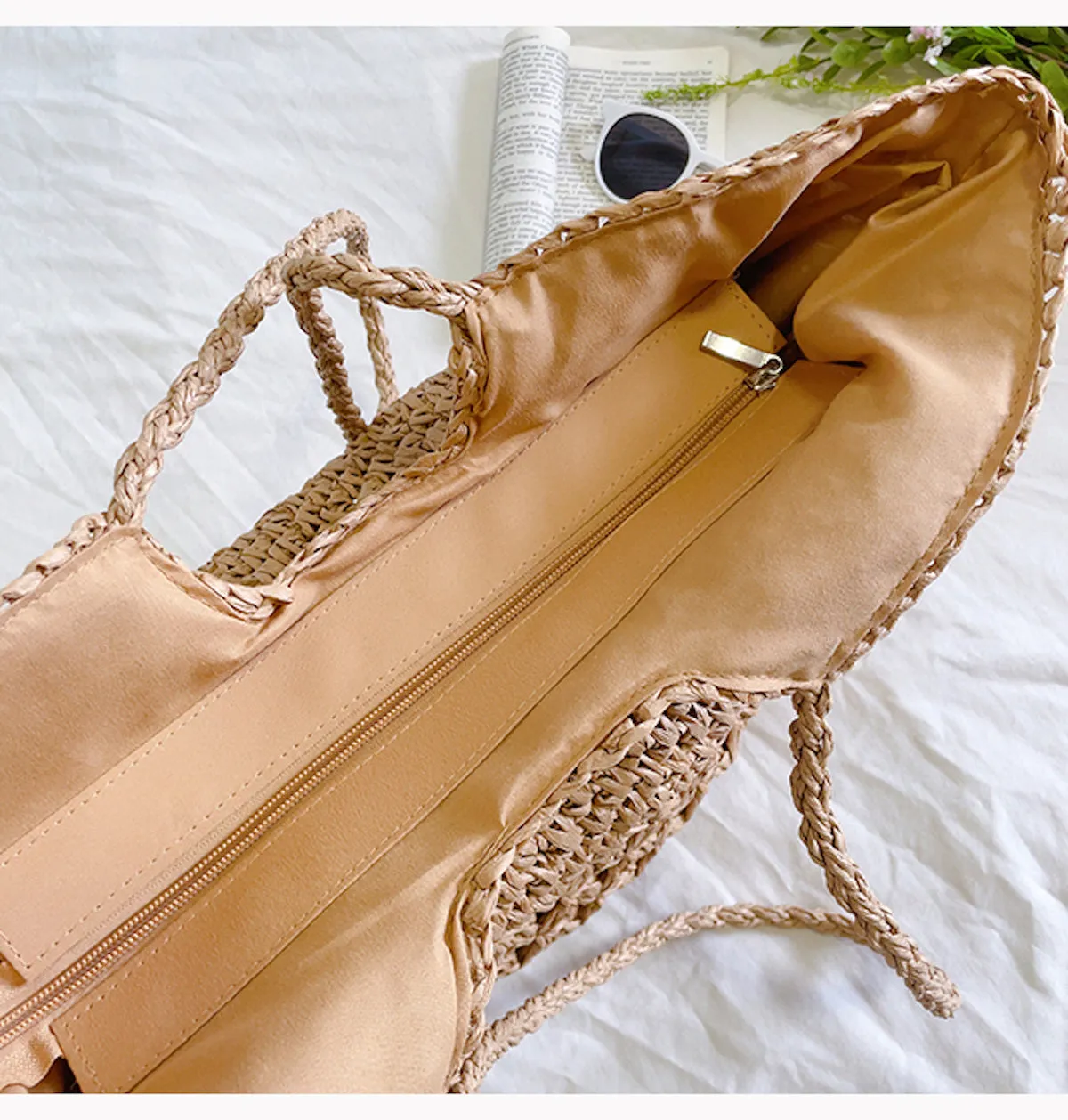 Elena Handbags Large Straw Woven Fashion Tote Bag