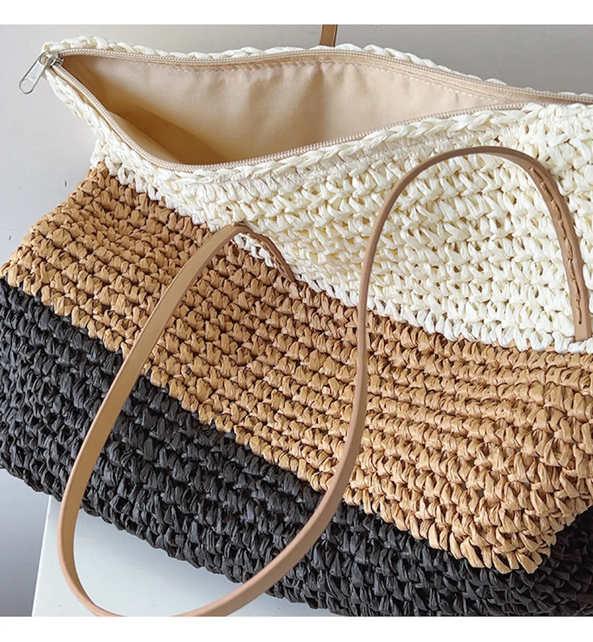 Elena Handbags Large Straw Woven Summer Tote